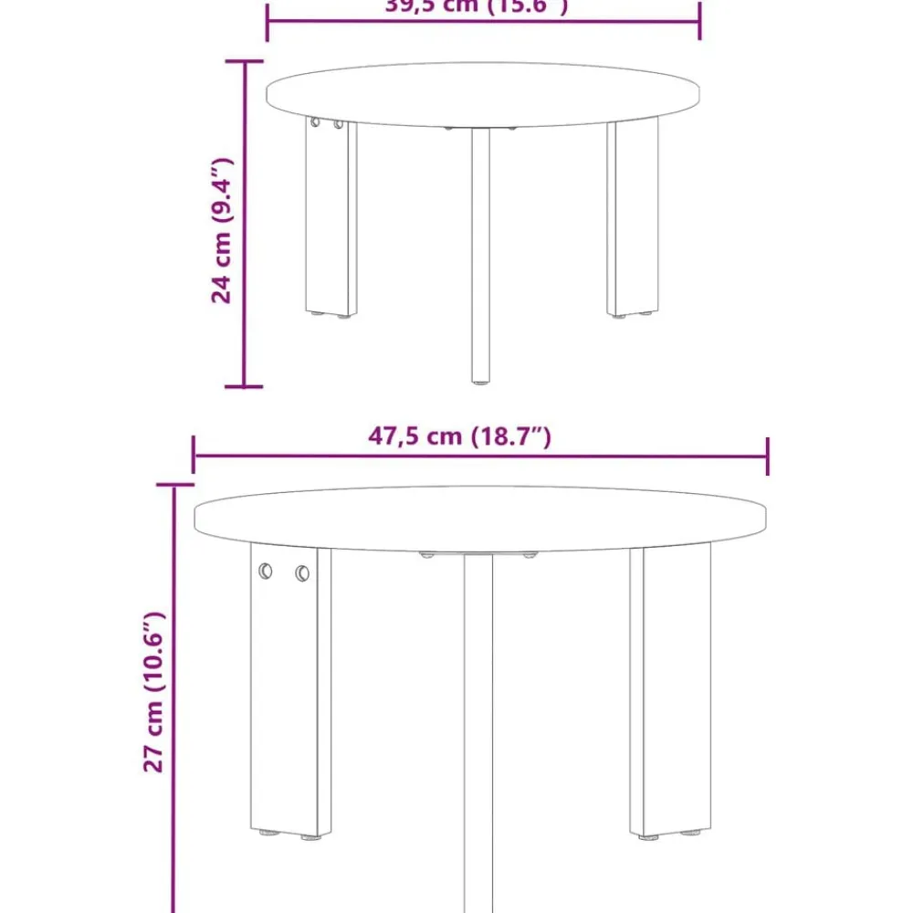 vidaXL Mesas-Mesa de Café 2 pcs Madera maciza de Pino