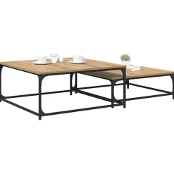 vidaXL Mesa de Café 2 pcs Roble artesanal Madera de ingeniería Roble artisan Sale