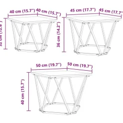 vidaXL Mesa de Café 3 pcs Madera Ingenierizada y Acero Roble ahumado Best