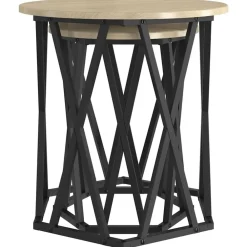 vidaXL Mesas-Mesa de Café 2 pcs Madera Ingenierizada y Acero