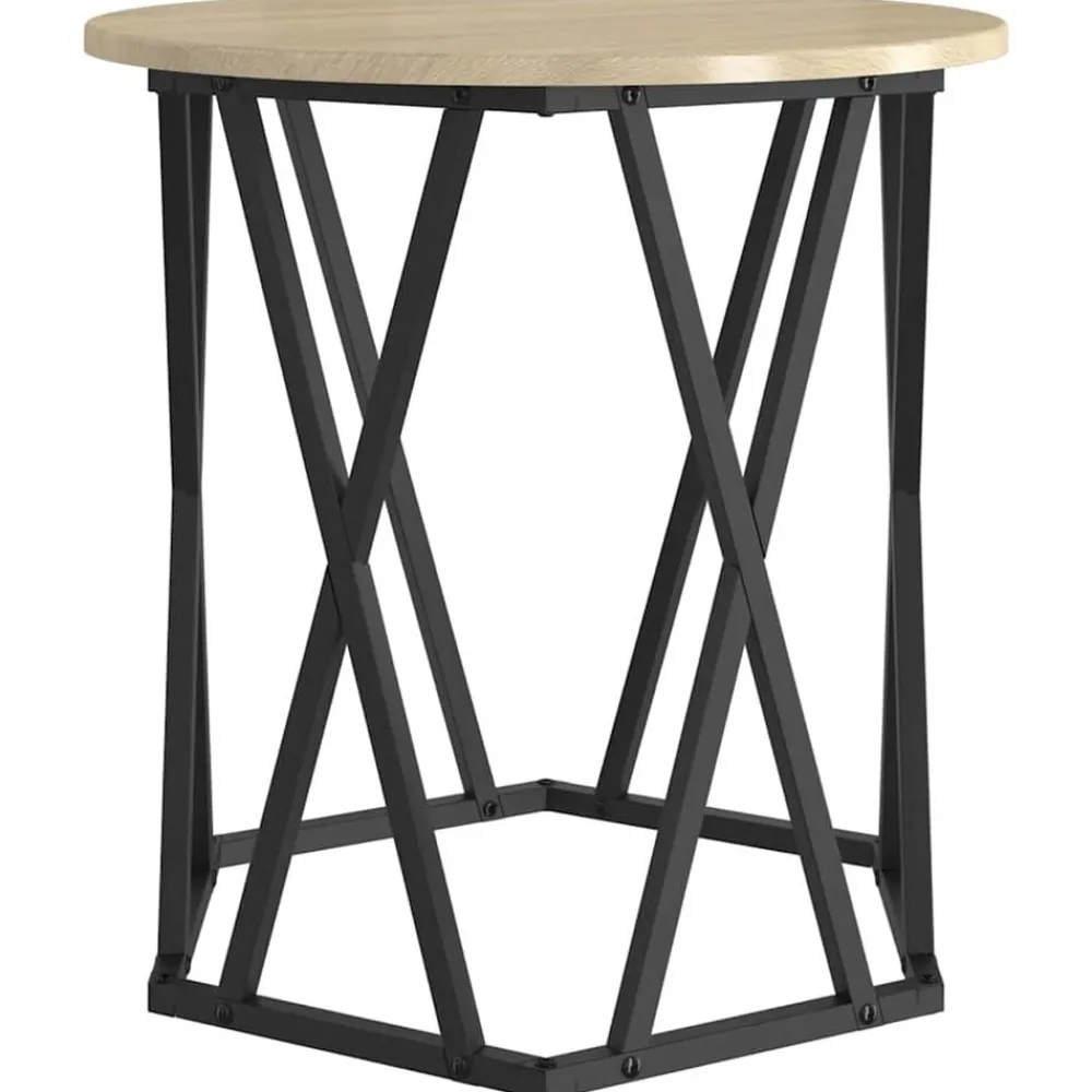 vidaXL Mesas-Mesa de Café 2 pcs Madera Ingenierizada y Acero