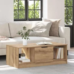 vidaXL Mesas-Mesa de Café con cajón Roble artesanal 102 x 50 x 36cm