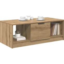 vidaXL Mesas-Mesa de Café con cajón Roble artesanal 102 x 50 x 36cm
