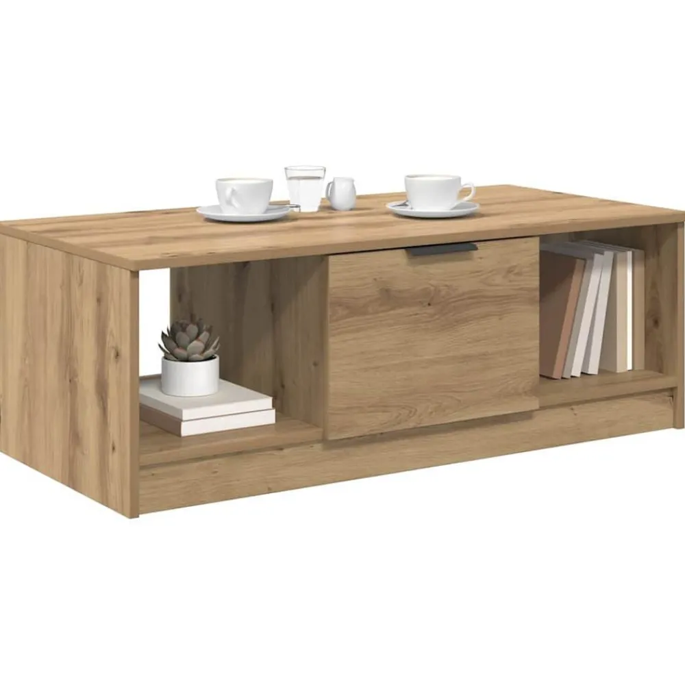 vidaXL Mesas-Mesa de Café con cajón Roble artesanal 102 x 50 x 36cm