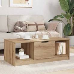 vidaXL Mesas-Mesa de Café con cajón Roble artesanal 102 x 50 x 36cm