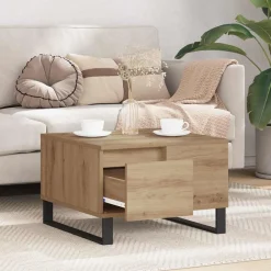 vidaXL Mesa de Café con cajón Roble artesanal 55 x 55 x 36,5 cm Roble artisan Clearance