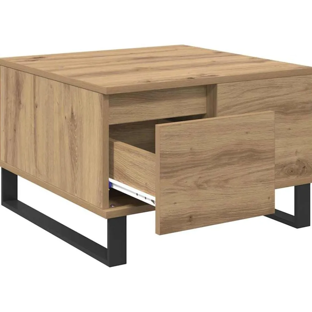 vidaXL Mesa de Café con cajón Roble artesanal 55 x 55 x 36,5 cm Roble artisan Clearance
