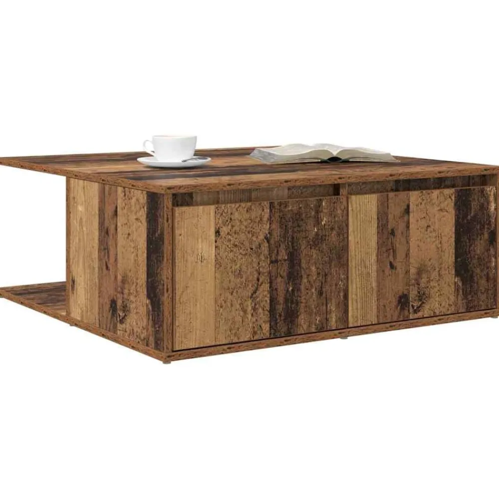 vidaXL Mesa de Café con cajón 80 x 80 x 31 cm Madera antigua Sale