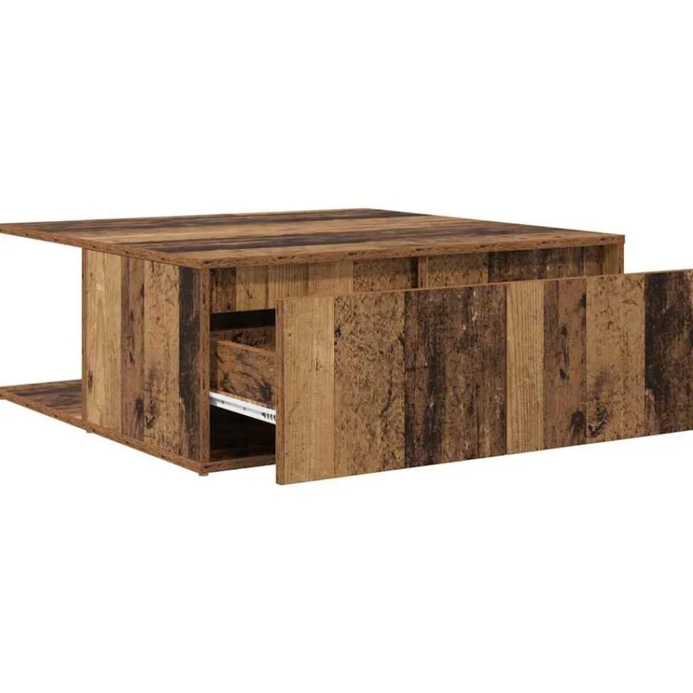 vidaXL Mesa de Café con cajón 80 x 80 x 31 cm Madera antigua Sale