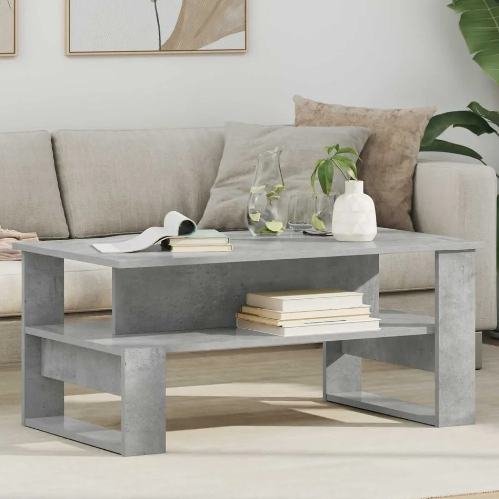 vidaXL Mesa de Café Gris Concreto 90 x 50 x 40 cm Madera de ingeniería Gris hormigón Best