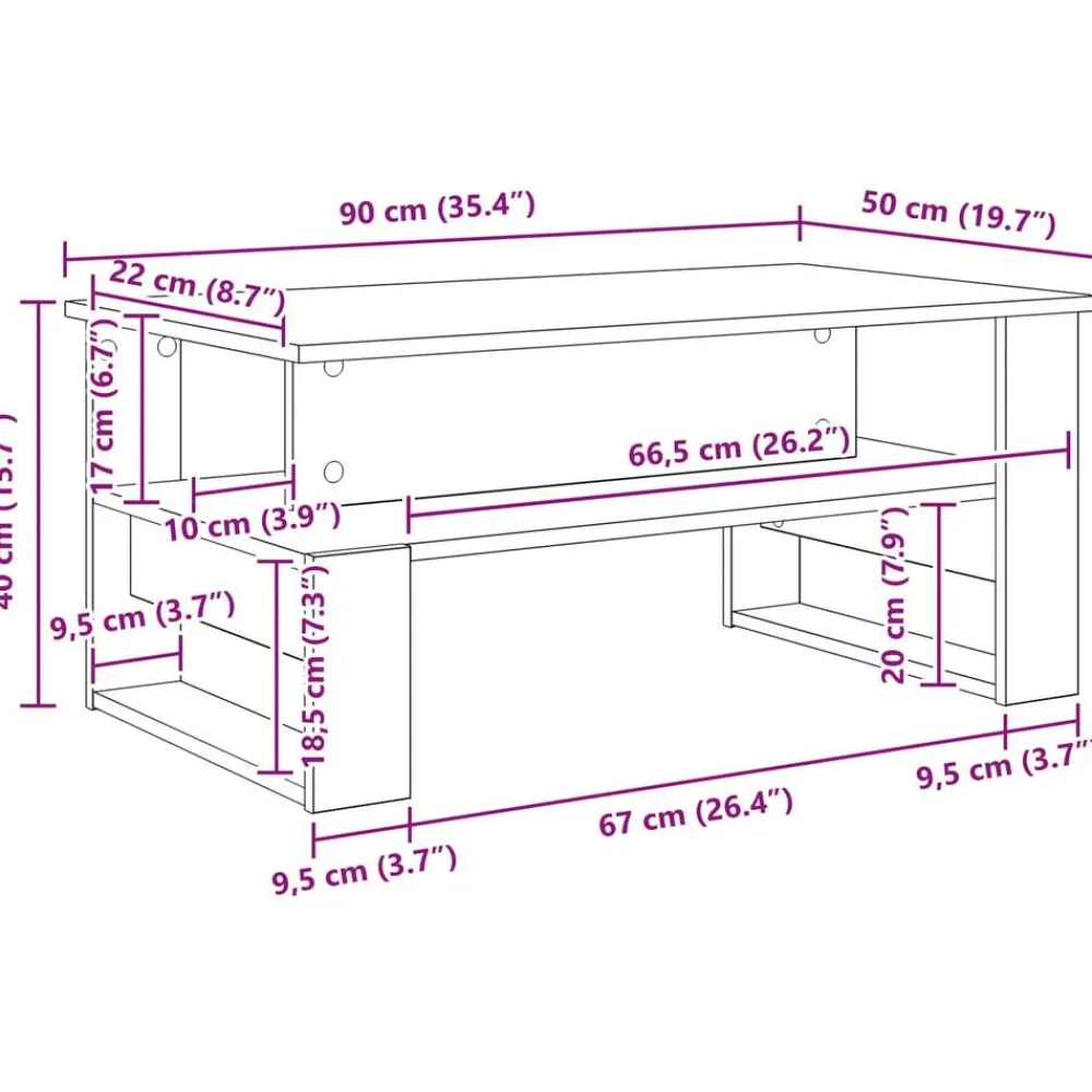 vidaXL Mesa de Café Gris Concreto 90 x 50 x 40 cm Madera de ingeniería Gris hormigón Best