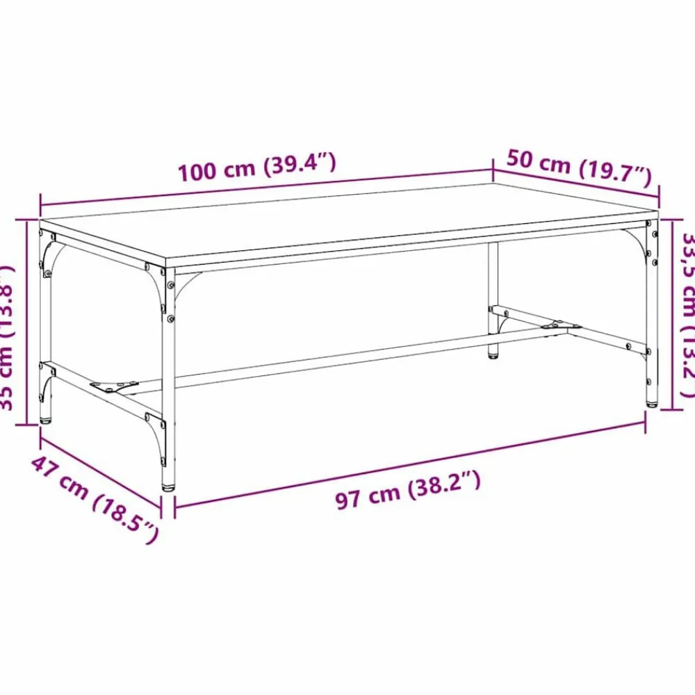 vidaXL Mesa de Café 100 x 50 x 35 cm Madera envejecida Outlet