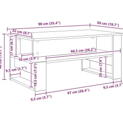 vidaXL Mesas-Mesa de Café Madera vieja 90 x 50 x 40 cm Madera de ingeniería