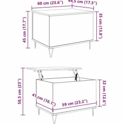 vidaXL Mesas-Mesa de Café 60 x 44,5 x 45 cm