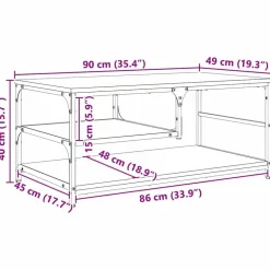 vidaXL Mesas-Mesa de Café 90 x 49 x 40 cm Madera contrachapada