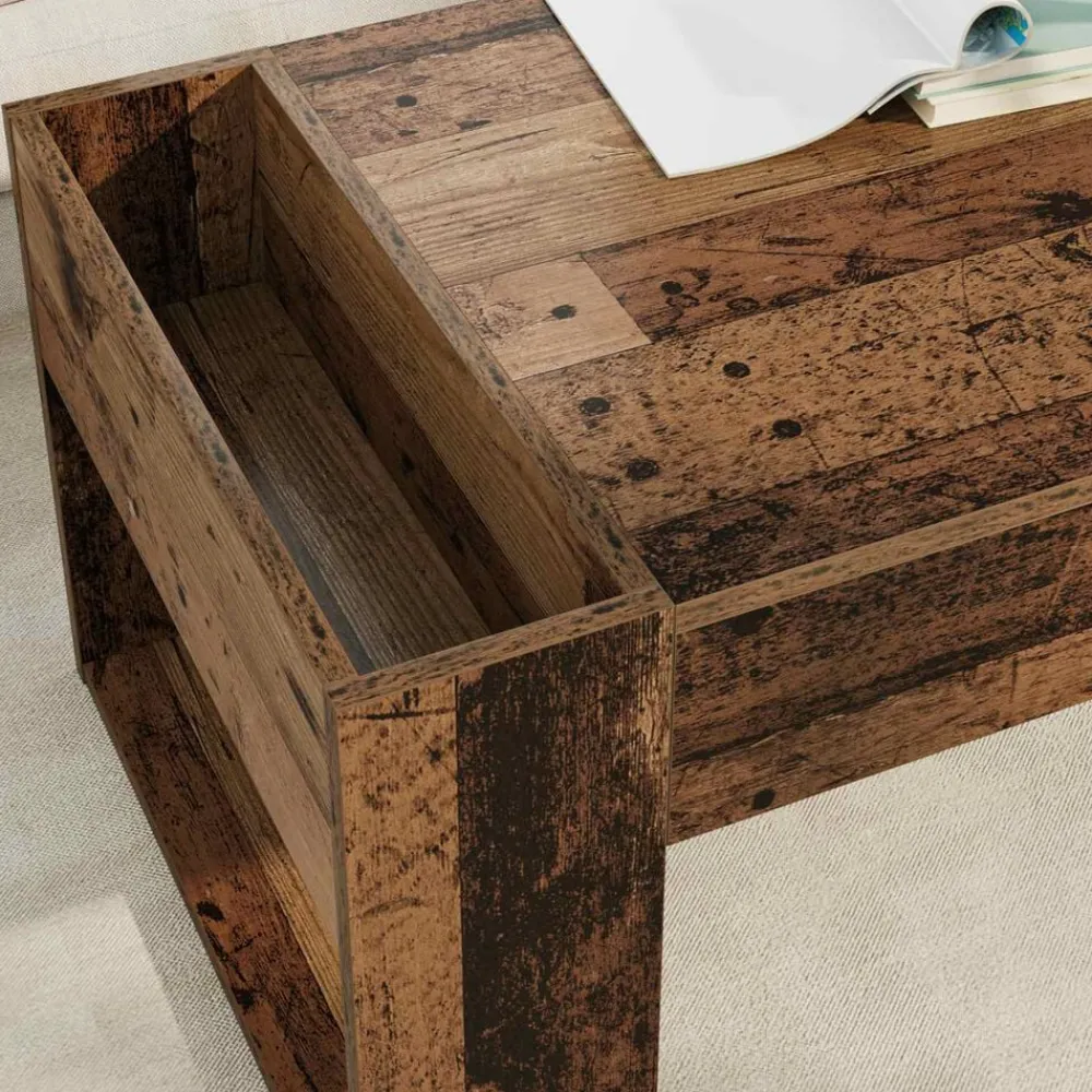 vidaXL Mesa de Café Madera vieja 110 x 50 x 41 cm Madera de ingeniería Madera envejecida Online