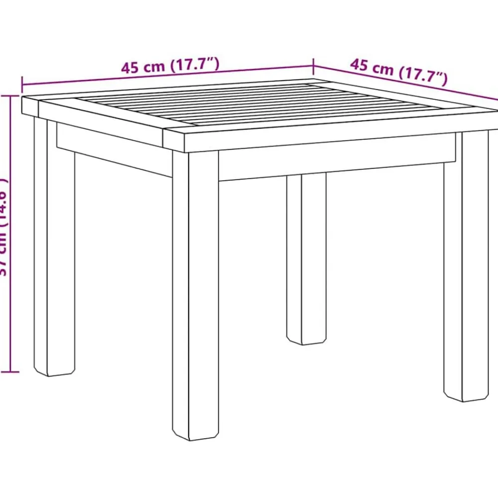 vidaXL Muebles De Jardín-Mesa de Café Marrón 45 x 45 x 36 cm Madera de teca maciza