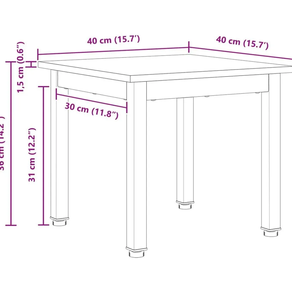 vidaXL Mesas-Mesa de Café 40 x 40 x 36 cm Madera de pino macizo