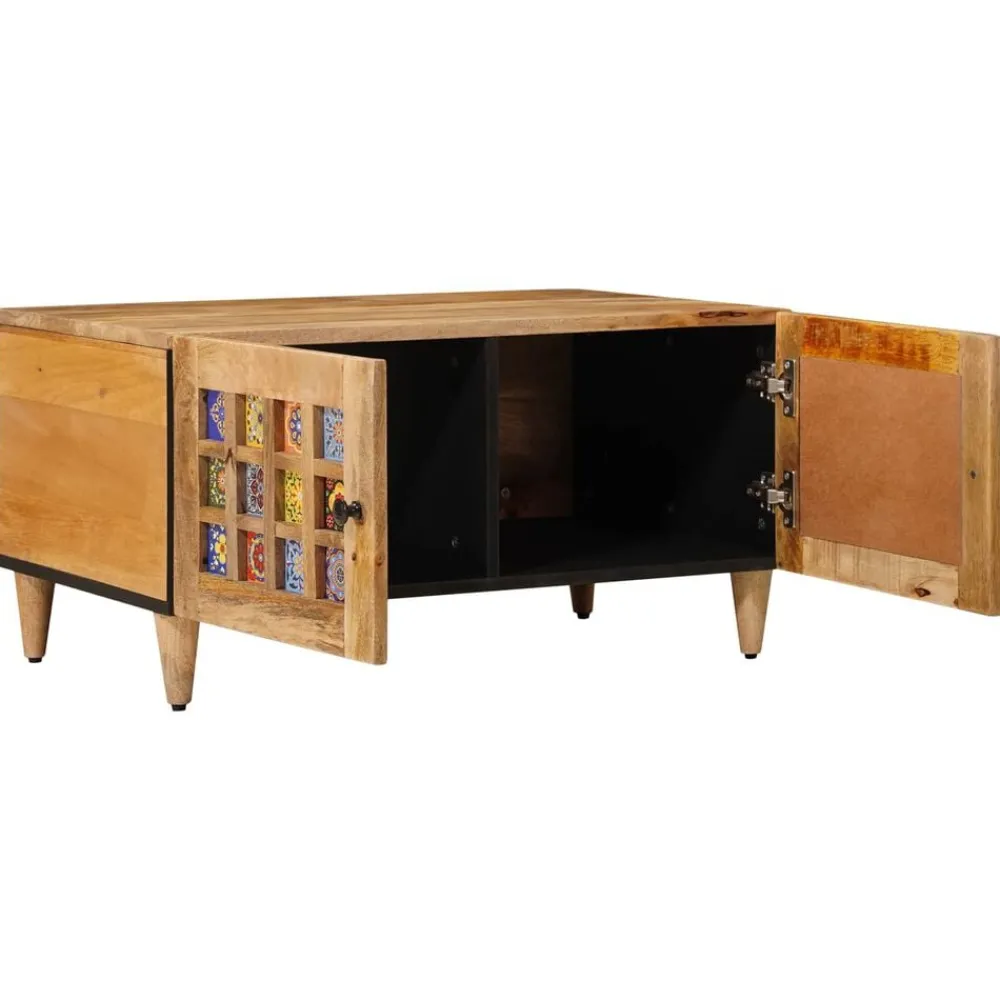 vidaXL Mesa de Café 80 x 50 x 40 cm Madera de mango maciza Natural Discount