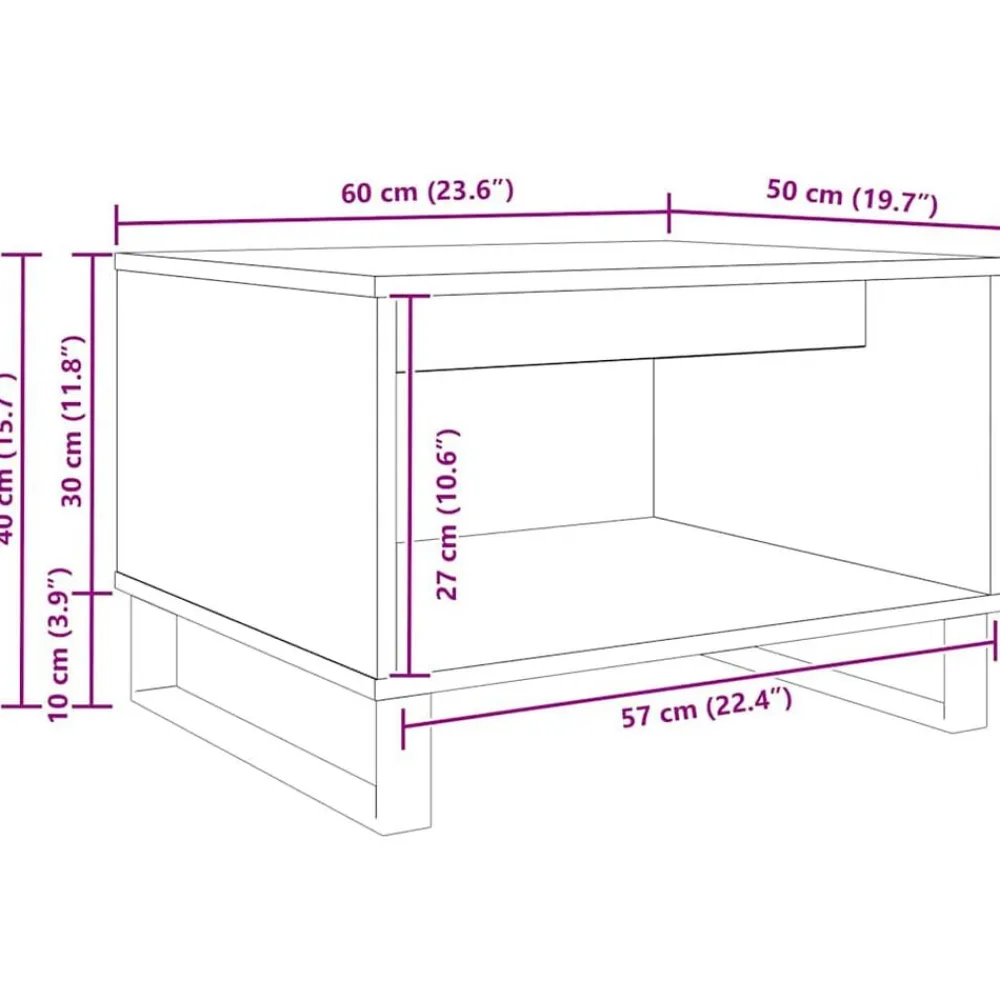 vidaXL Mesas-Mesa de Café 60 x 50 x 40 cm Madera contrachapada