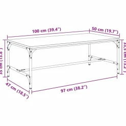 vidaXL Mesa de Café Roble artesanal 100 x 50 x 35 cm Roble artisan Outlet