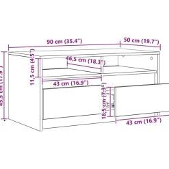 vidaXL Mesas-Mesa de Café 90 x 50 x 45 cm Madera de ingeniería