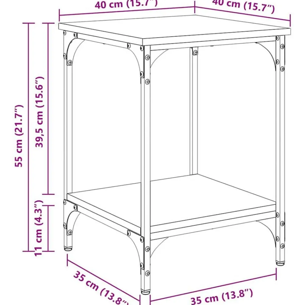 vidaXL Mesa de Café Roble artesanal 40 x 40 x 55 cm Roble artisan Hot