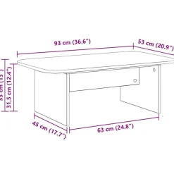 vidaXL Mesa de Café 93 x 53 x 33 cm Madera de ingeniería Roble Sonoma Online