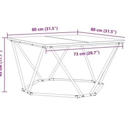 vidaXL Mesa de Café 80 x 80 x 45 cm Roble ahumado Hot