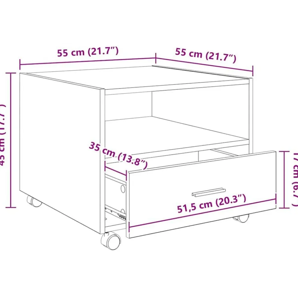 vidaXL Mesas-Mesa de Café 55 x 55 x 45cm Madera de ingeniería