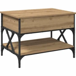 vidaXL Mesas-Mesa de Café Roble artesanal 70x50x50cm Madera contrachapada