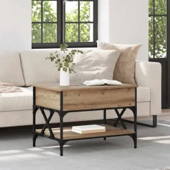 vidaXL Mesas-Mesa de Café Roble artesanal 70x50x50cm Madera contrachapada