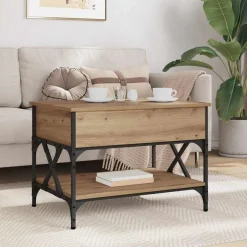 vidaXL Mesas-Mesa de Café Roble artesanal 70x50x50cm Madera contrachapada