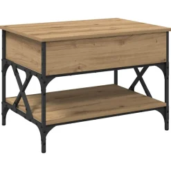 vidaXL Mesas-Mesa de Café Roble artesanal 70x50x50cm Madera contrachapada