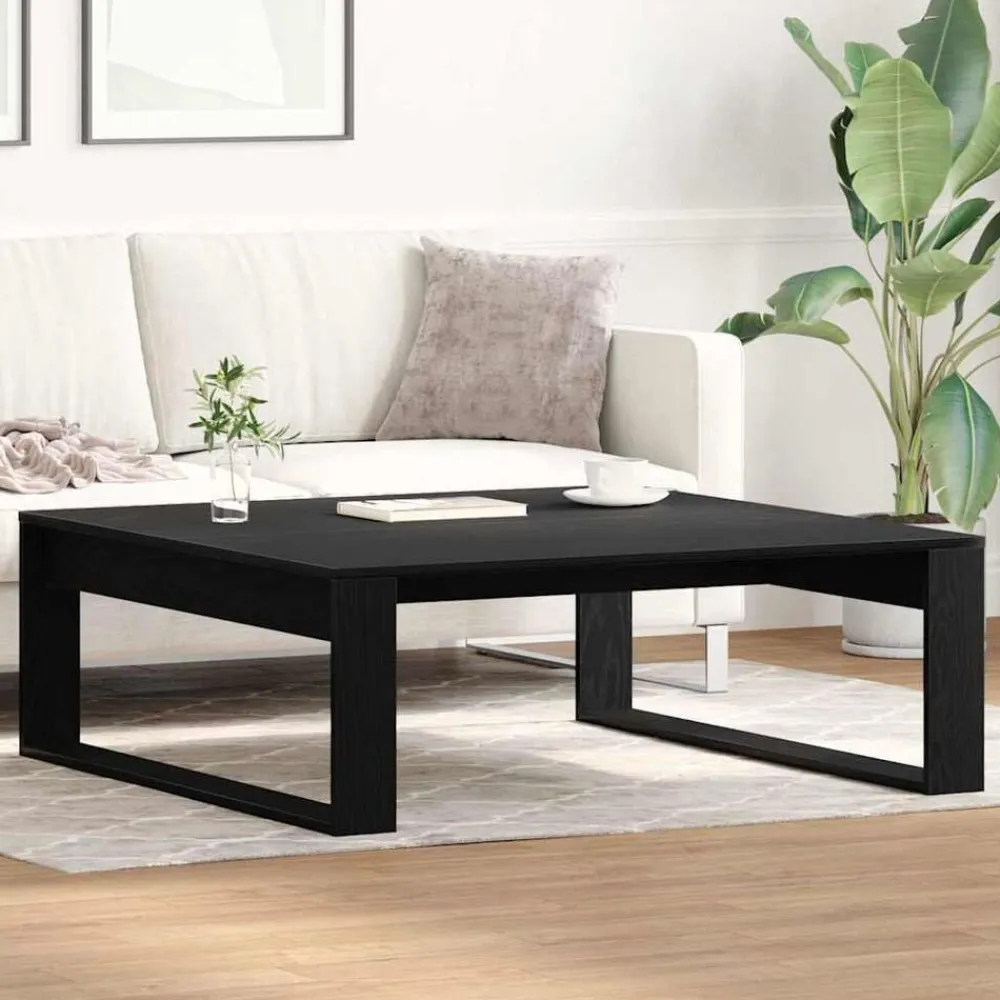 vidaXL Mesa de Café 100 x 100 x 35 cm Madera de ingeniería Roble negro Best