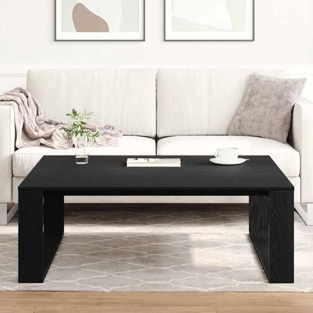 vidaXL Mesa de Café 100 x 100 x 35 cm Madera de ingeniería Roble negro Best
