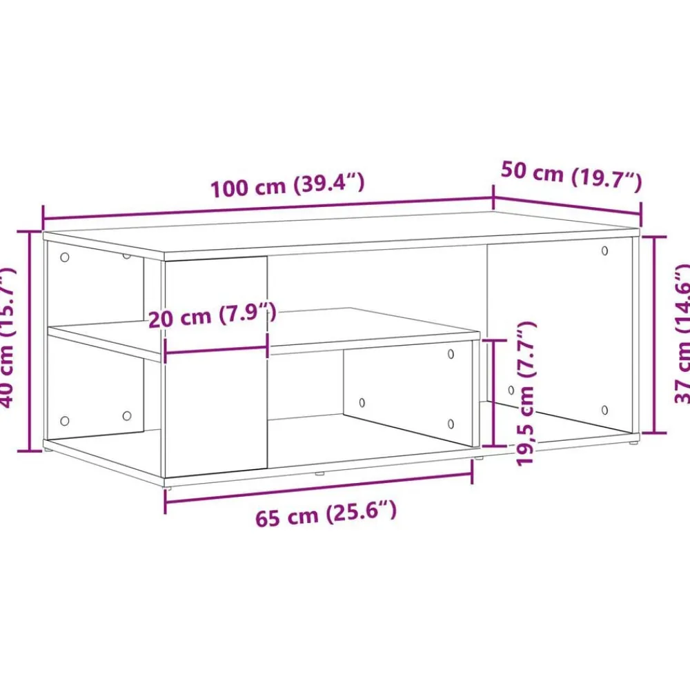 vidaXL Mesas-Mesa de Café 100 x 50 x 40 cm Madera de ingeniería
