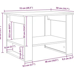 vidaXL Mesas-Mesa de Café 72 x 50 x 50 cm Madera de ingeniería