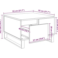 vidaXL Mesa de Café 55 x 55 x 36,5 cm Madera de ingeniería Roble negro Hot