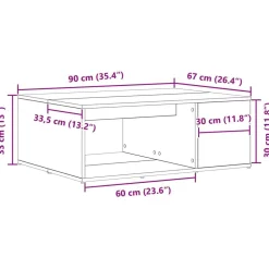 vidaXL Mesa de Café 90 x 67 x 33 cm Madera de ingeniería Roble negro Best
