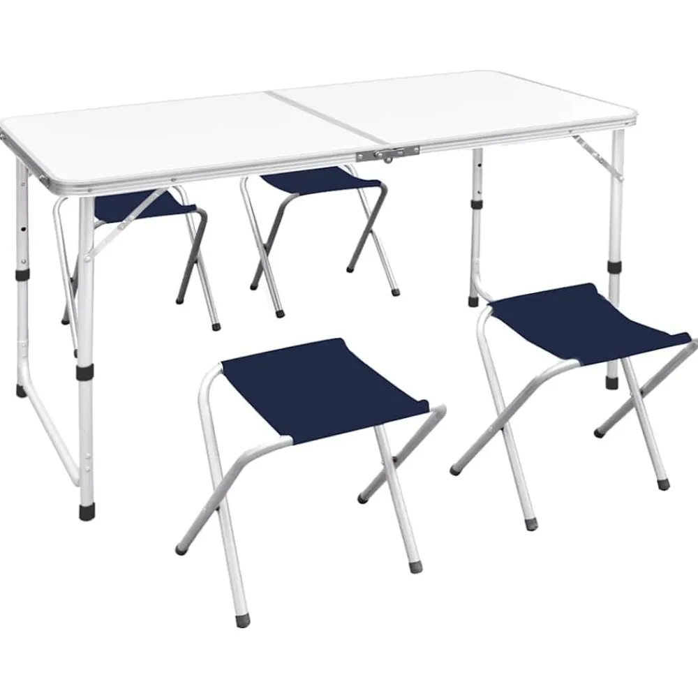 vidaXL Mesa de camping plegable ajustable con 4 taburetes 120x60 cm Online