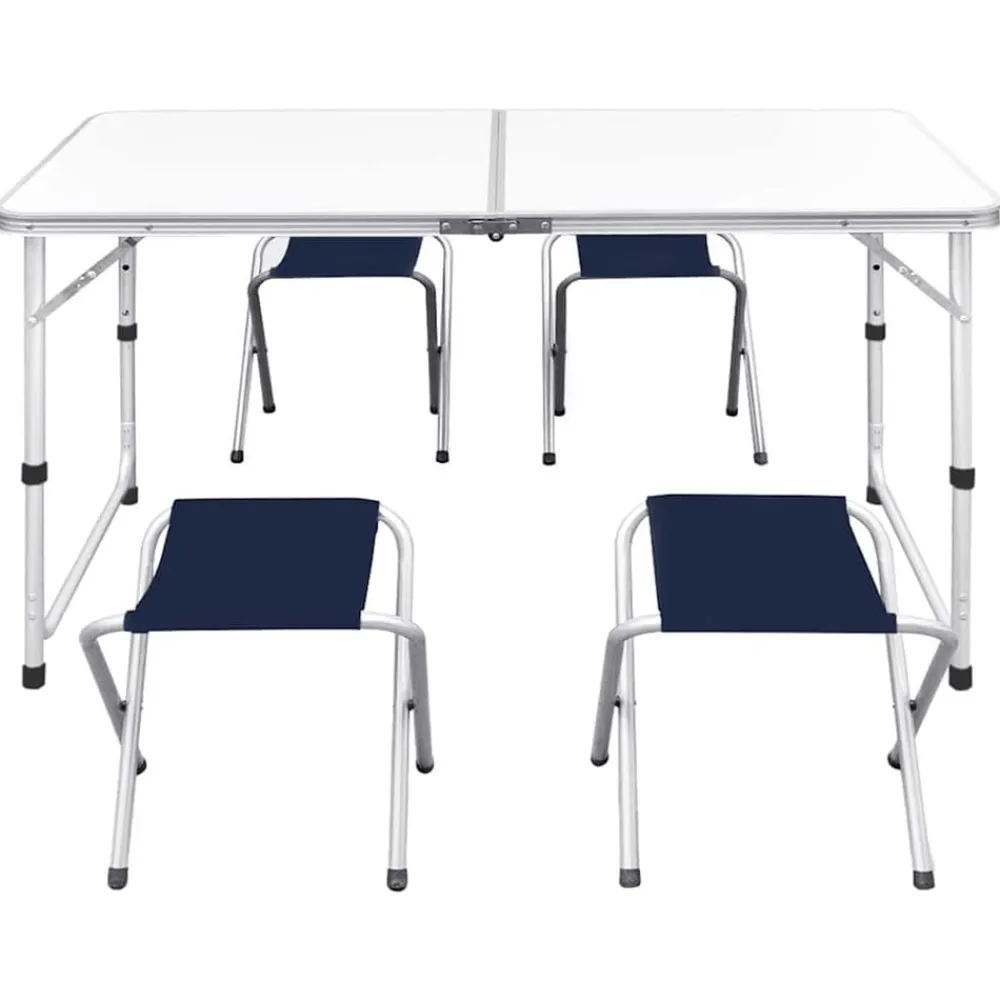 vidaXL Mesa de camping plegable ajustable con 4 taburetes 120x60 cm Online