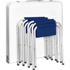 vidaXL Mesa de camping plegable ajustable con 4 taburetes 120x60 cm Online