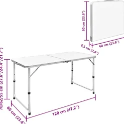 vidaXL Mesa de camping plegable ajustable con 4 taburetes 120x60 cm Online