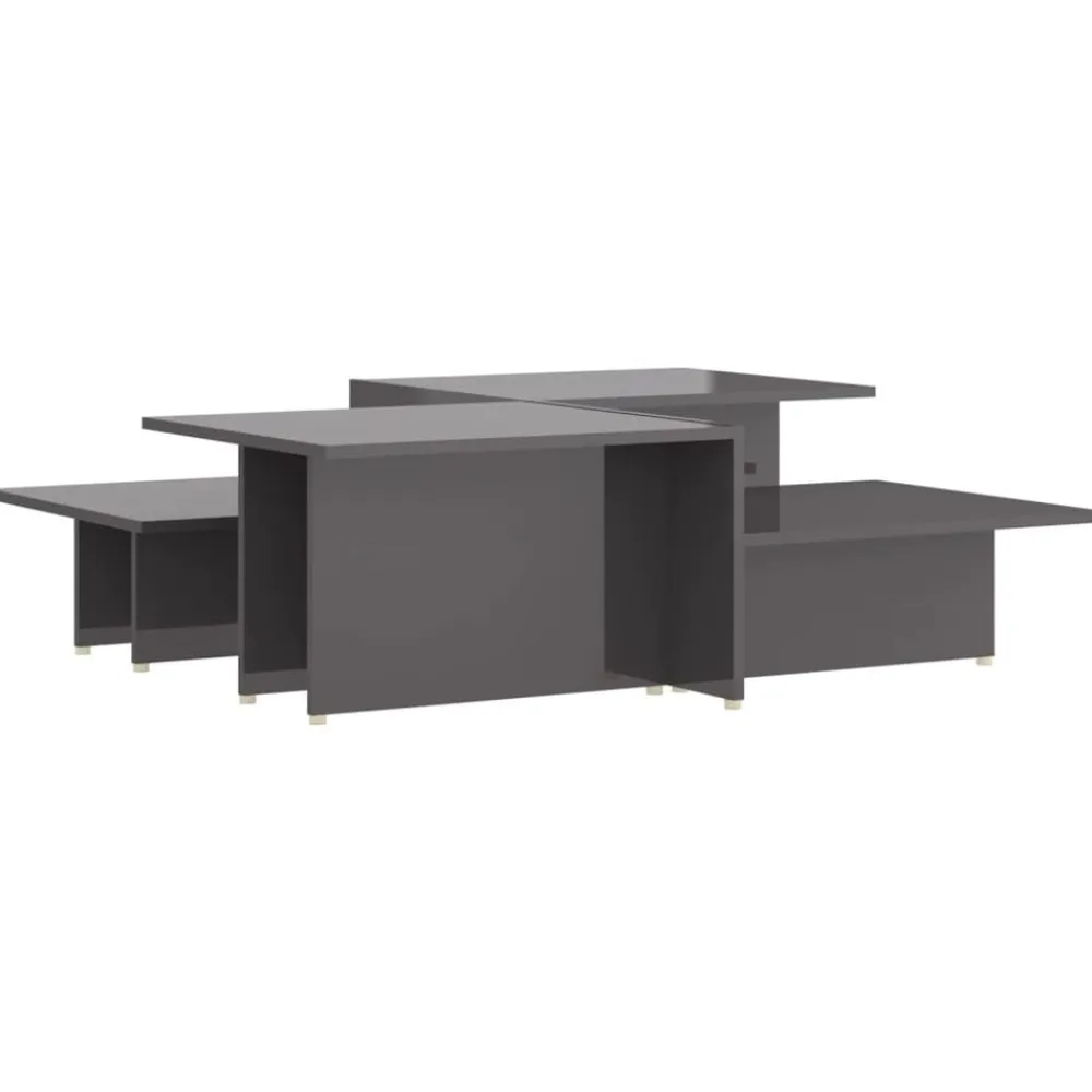 vidaXL Mesa de centro 2 pzas madera contrachapada gris 111,5x50x33cm Outlet