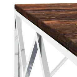 vidaXL Mesa de centro acero inoxidable y madera maciza reciclada Plateado Best