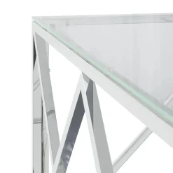 vidaXL Mesa de centro acero inoxidable y vidrio 80x80x40 cm Plateado Clearance