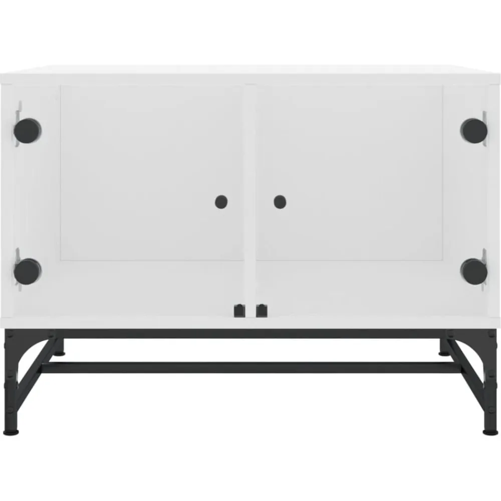 vidaXL Mesas-Mesa de centro con puertas de vidrio blanca 68,5x50x50 cm