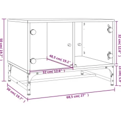 vidaXL Mesas-Mesa de centro con puertas de vidrio blanca 68,5x50x50 cm