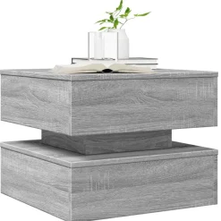 vidaXL Mesas-Mesa de centro con luces LED 50x50x40 cm